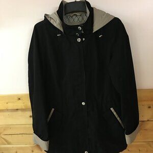 Nautica Women's Large Rain Coat Black/Tan